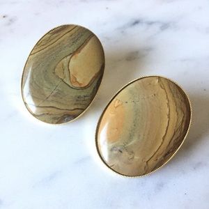 Large Semi Precious Natural Stone Earrings